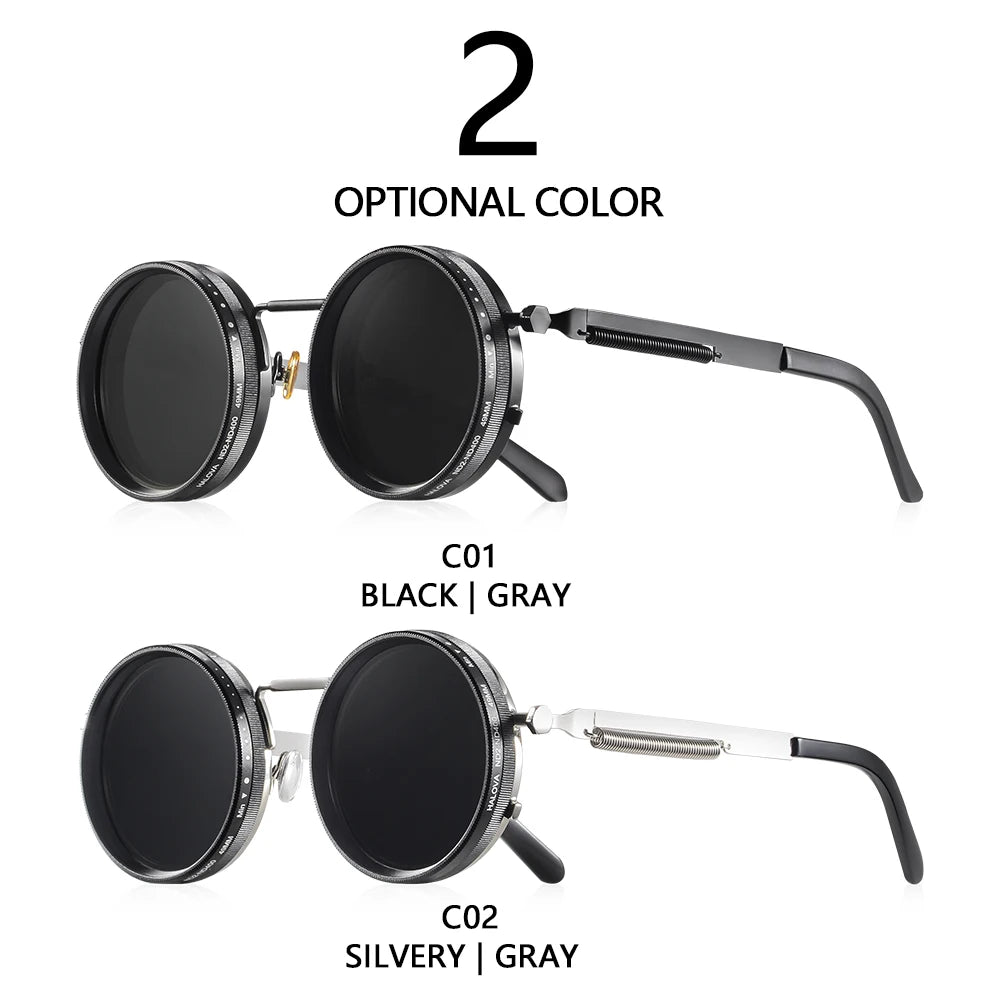 Polarized round Sunglasses ND9 Adjustable Dimming Men Women Retro Punk Men'S Fishing Eyeglasses Outdoor Shades UV400