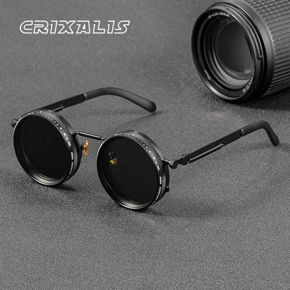 Polarized round Sunglasses ND9 Adjustable Dimming Men Women Retro Punk Men'S Fishing Eyeglasses Outdoor Shades UV400