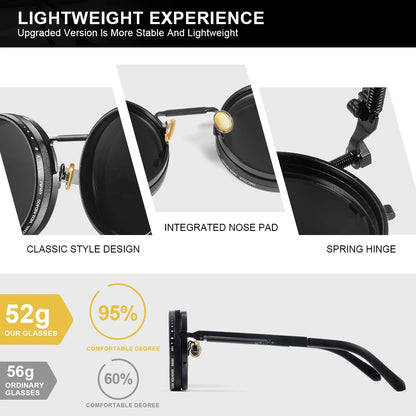 Polarized round Sunglasses ND9 Adjustable Dimming Men Women Retro Punk Men'S Fishing Eyeglasses Outdoor Shades UV400