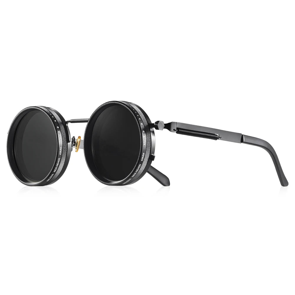 Polarized round Sunglasses ND9 Adjustable Dimming Men Women Retro Punk Men'S Fishing Eyeglasses Outdoor Shades UV400